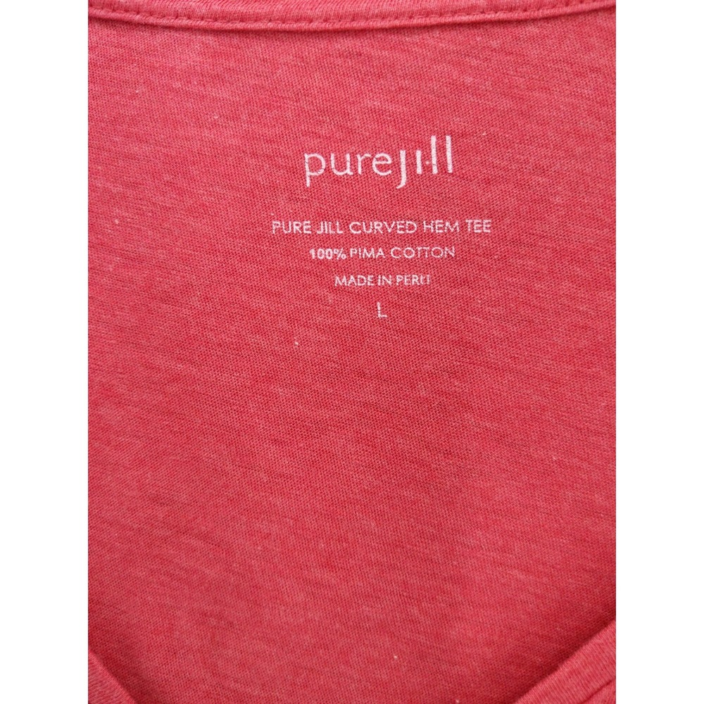 Pure Jill Curved Hem Pima Cotton Top Sz L‎ V Neck 3/4 Sleeve - Picture 6 of 6